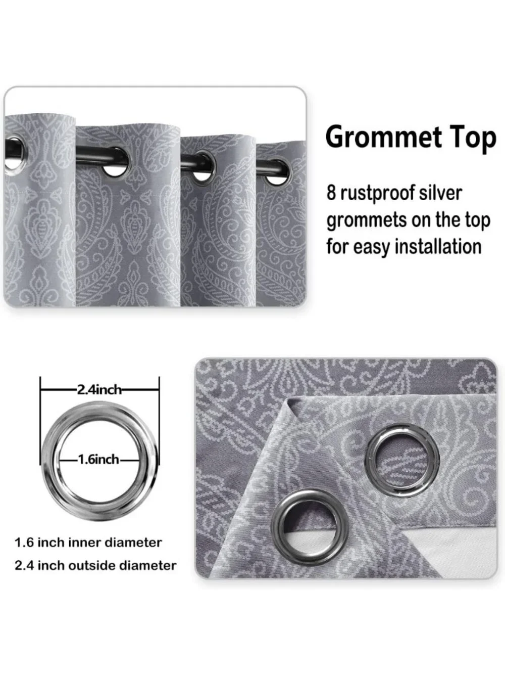Ombre Blackout Curtains - Thermal Insulated Grommet Drapes, 52x84
